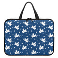 Blue And White Angel Pattern Print Laptop Sleeve With Handle