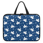 Blue And White Angel Pattern Print Laptop Sleeve With Handle