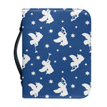 Blue And White Angel Pattern Print Leather Bible Cover