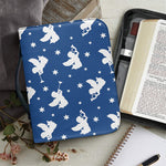 Blue And White Angel Pattern Print Leather Bible Cover