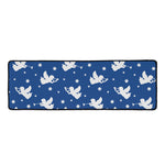 Blue And White Angel Pattern Print Long Kitchen Mat