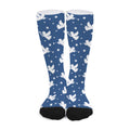 Blue And White Angel Pattern Print Long Socks