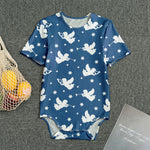 Blue And White Angel Pattern Print Men's Bodysuit