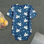Blue And White Angel Pattern Print Men's Bodysuit