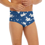 Blue And White Angel Pattern Print Men's Briefs