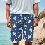 Blue And White Angel Pattern Print Men's Cargo Shorts