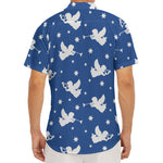 Blue And White Angel Pattern Print Men's Deep V-Neck Shirt