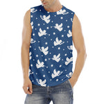 Blue And White Angel Pattern Print Men's Fitness Tank Top