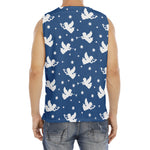 Blue And White Angel Pattern Print Men's Fitness Tank Top