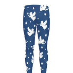 Blue And White Angel Pattern Print Men's leggings