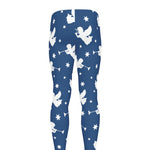 Blue And White Angel Pattern Print Men's leggings