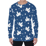Blue And White Angel Pattern Print Men's Long Sleeve T-Shirt
