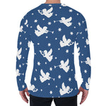 Blue And White Angel Pattern Print Men's Long Sleeve T-Shirt