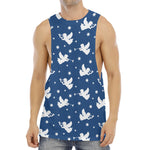 Blue And White Angel Pattern Print Men's Muscle Tank Top