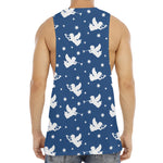 Blue And White Angel Pattern Print Men's Muscle Tank Top