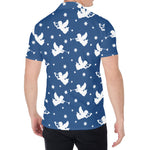 Blue And White Angel Pattern Print Men's Shirt