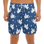 Blue And White Angel Pattern Print Men's Split Running Shorts