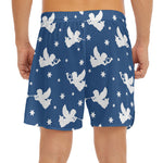 Blue And White Angel Pattern Print Men's Split Running Shorts