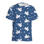 Blue And White Angel Pattern Print Men's Sports T-Shirt