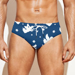 Blue And White Angel Pattern Print Men's Swim Briefs