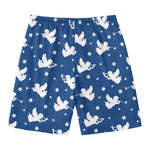 Blue And White Angel Pattern Print Men's Swim Trunks