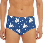 Blue And White Angel Pattern Print Men's Triangle Swim Briefs