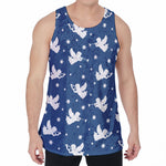 Blue And White Angel Pattern Print Men's Velvet Tank Top