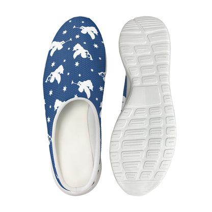 Blue And White Angel Pattern Print Mesh Casual Shoes