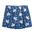 Blue And White Angel Pattern Print Mesh Shorts