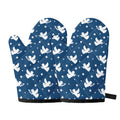 Blue And White Angel Pattern Print Oven Mitts