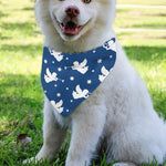 Blue And White Angel Pattern Print Over The Collar Dog Bandana