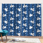 Blue And White Angel Pattern Print Pencil Pleat Curtains