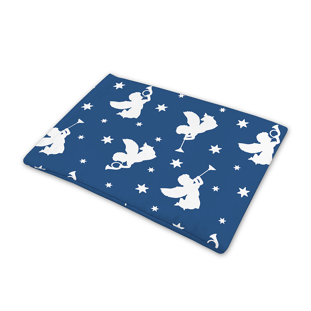 Blue And White Angel Pattern Print Pet Cooling Mat Cover