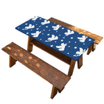 Blue And White Angel Pattern Print Picnic Table Cover