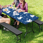 Blue And White Angel Pattern Print Picnic Table Cover