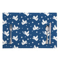 Blue And White Angel Pattern Print Placemat