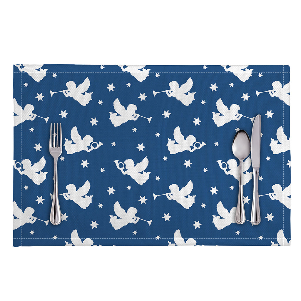 Blue And White Angel Pattern Print Placemat
