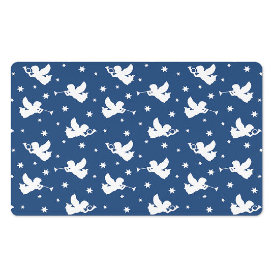 Blue And White Angel Pattern Print Polyester Doormat