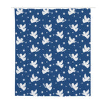 Blue And White Angel Pattern Print Polyester Shower Curtain
