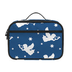 Blue And White Angel Pattern Print Portable Lunch Bag