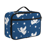 Blue And White Angel Pattern Print Portable Lunch Bag