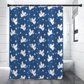Blue And White Angel Pattern Print Premium Shower Curtain