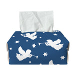 Blue And White Angel Pattern Print Rectangle Tissue Box Cover