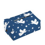 Blue And White Angel Pattern Print Rectangle Tissue Box Cover