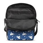Blue And White Angel Pattern Print Rectangular Crossbody Bag