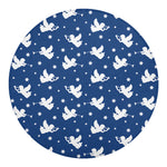 Blue And White Angel Pattern Print Round Blanket