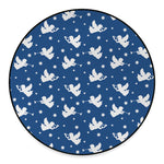 Blue And White Angel Pattern Print Round Floor Mat