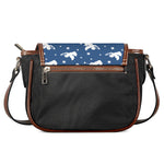 Blue And White Angel Pattern Print Saddle Bag