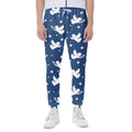 Blue And White Angel Pattern Print Joggers