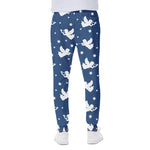 Blue And White Angel Pattern Print Scuba Joggers